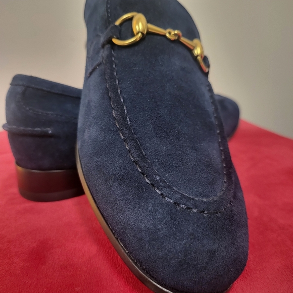 GUCCI Jordaan Horsebit Blue Suede Loafers.. - Picture 9 of 10